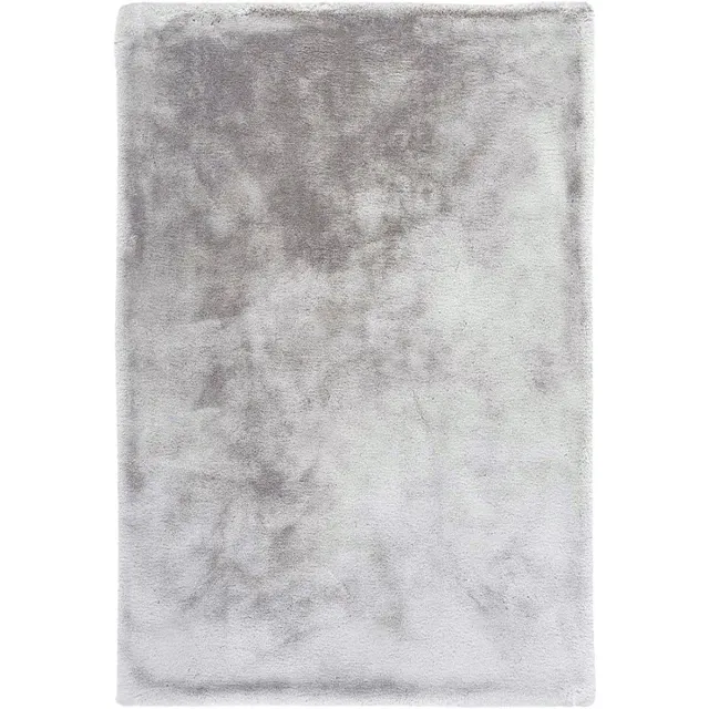 Padiro pluizig hoogpolig shaggy vloerkleed 80 x 150 cm - lichtgrijs - modern effen ontwerp - voor vloerverwarming - van polyester en katoen