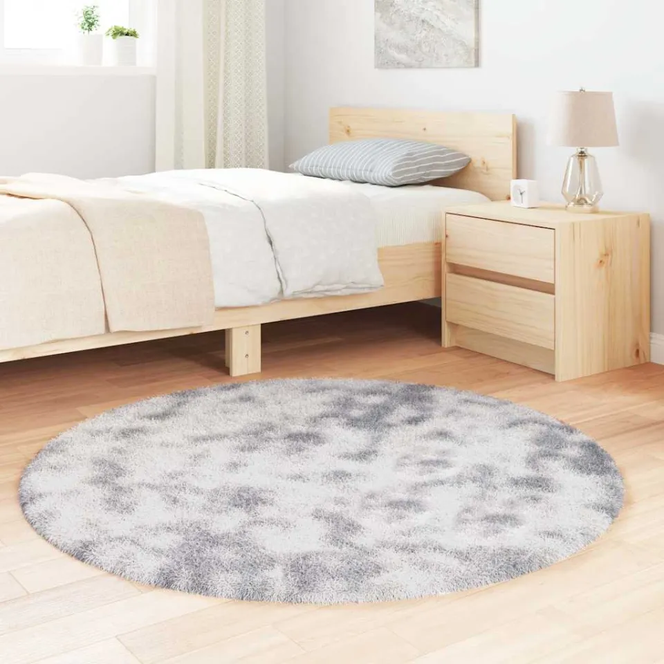 vidaXL Hoogpolig vloerkleed NAVARRA 120x120 cm polyester zilvergrijs, foto 3