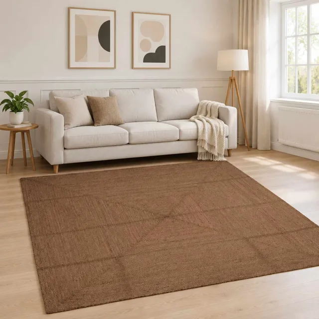 vidaXL Gebied Tapijt Grijs 240 x 240 cm Jute, foto 2