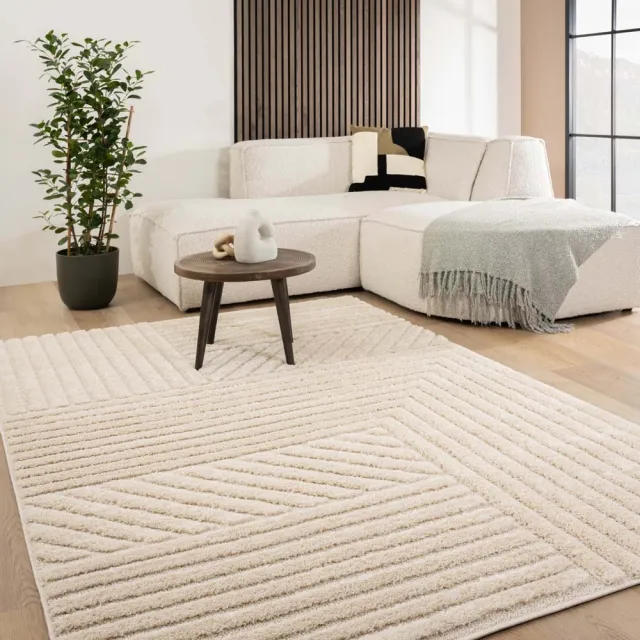Tapeso Scandinavisch vloerkleed - Arc Edge crème 120x170