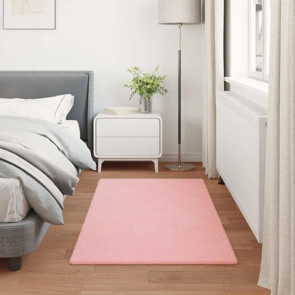 vidaXL Antislip vloerkleed van imitatie konijnenbont OLITE Roze, foto 3