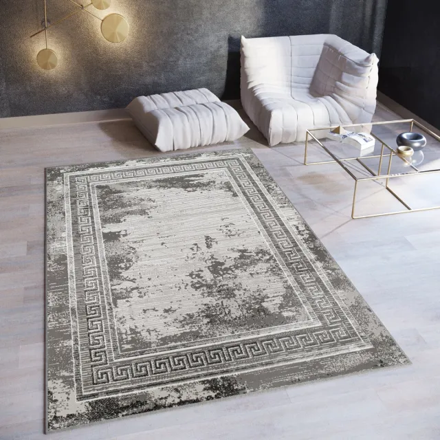 Tapiso Ares Vloerkleed Grijs Laagpolig Woonkamer Frame Oriental Tapijt, foto 5