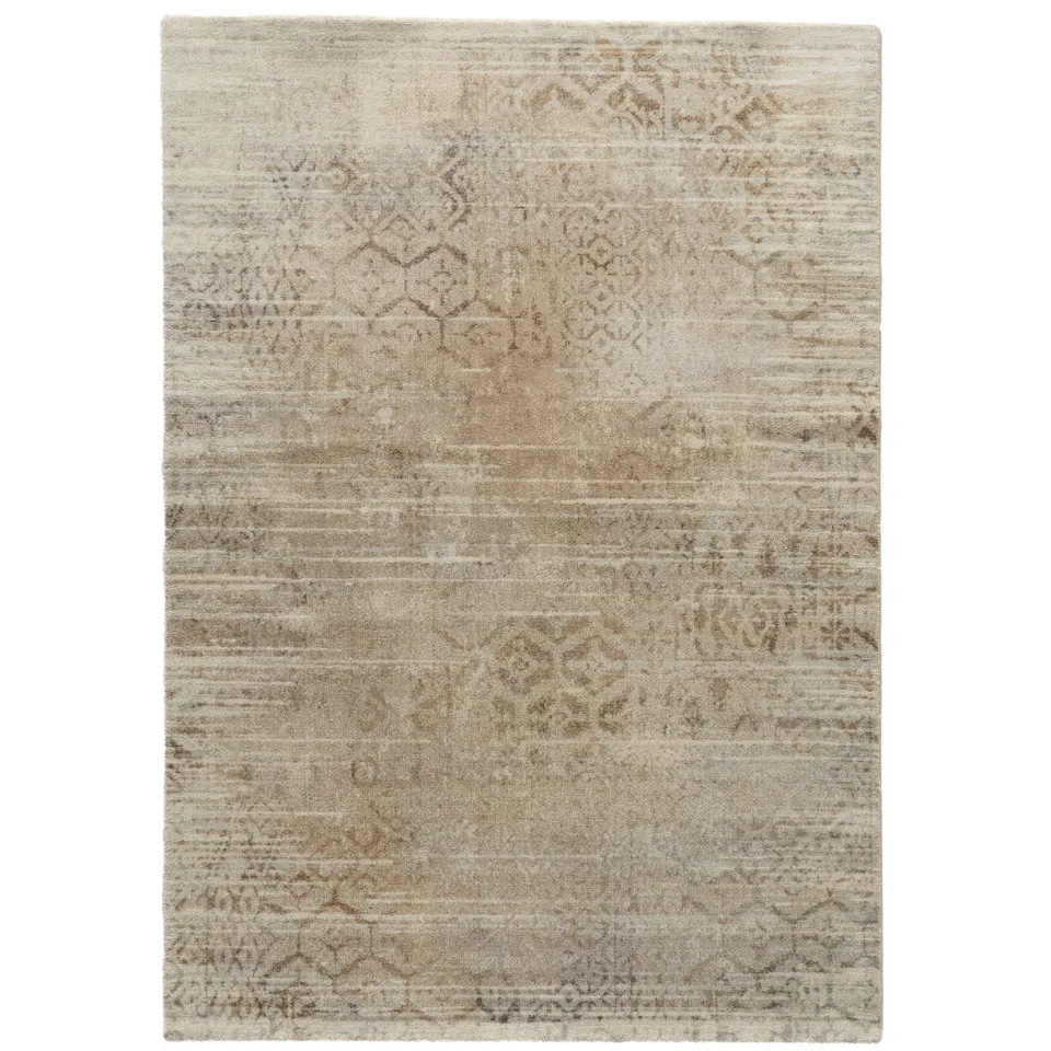 NOUS Living vloerkleed beige crème/terra/blauw