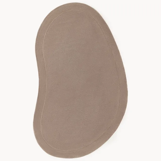 Westwing Collection Handgetuft wollen vloerkleed Kadey in organische vorm Taupe