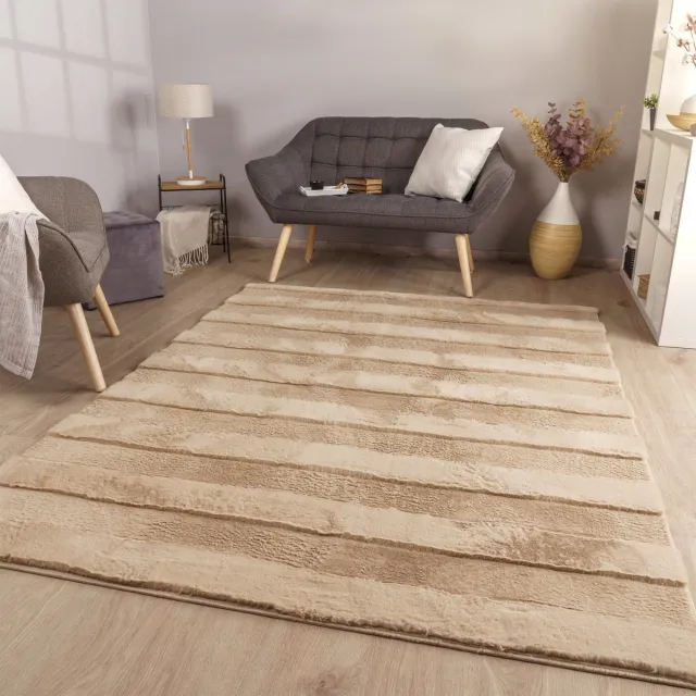 TT Home Woonkamertapijt eetkamer lange pool strepen design boho scandi look effen 60 x 100 cm Rechthoek 60 x 100 cm Rechthoek beige