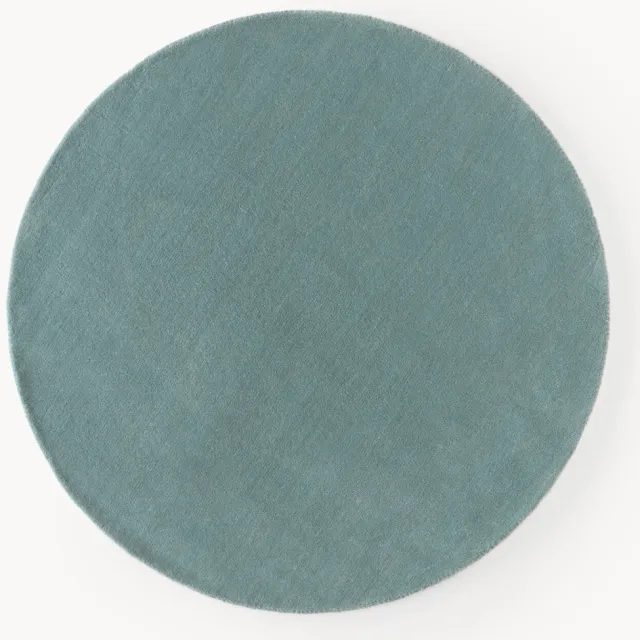 Westwing Collection Rond wollen vloerkleed Zayne, handgeweven Lichtblauw