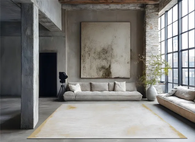 Acsento x Sofie Neirynck Silent Desert Vloerkleed - 240 x 340 cm - Beige - Rechthoekig - Katoen, Polyester - Woonkamer, Eetkamer, Slaapkamer - Schakering - Scandinavisch, Modern, Design