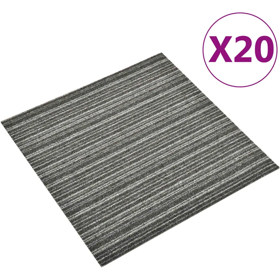 vidaXL Tapijt 20 st Gestreept Antraciet 50 x 50 cm 100% Polypropyleen, foto 2
