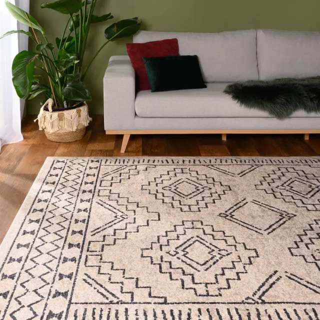 Tapeso Wasbaar vloerkleed - Moderna crème/zwart 240x340