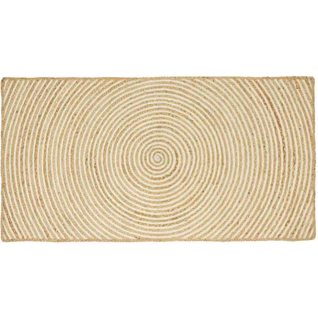 vidaXL Gebied Tapijt Natuurlijk en Wit 100 x 200 cm Jute