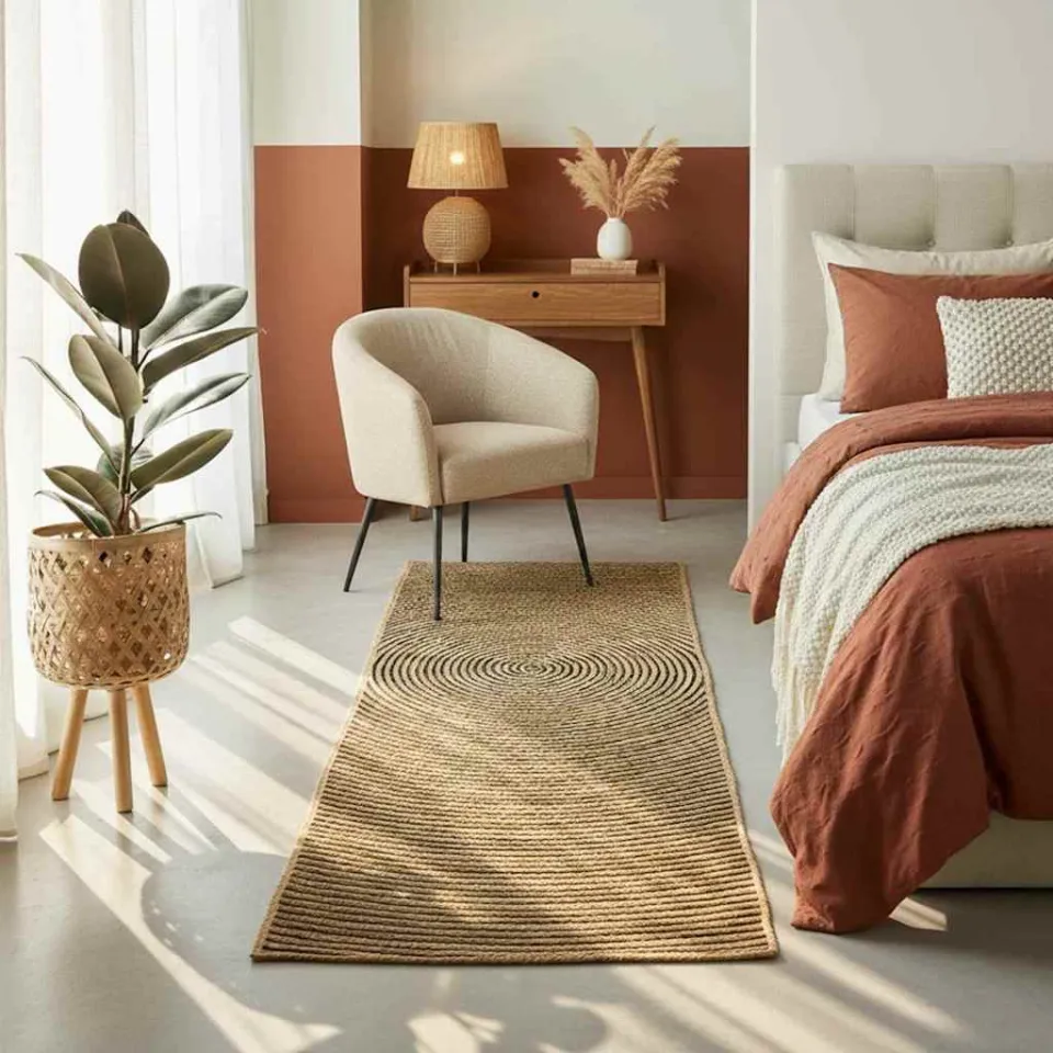 vidaXL Gebied Tapijt Naturel en Zwart 80 x 150 cm Jute, foto 2