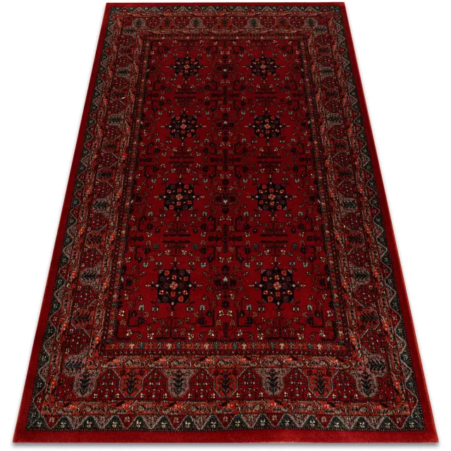 RUGSX Kleden Rugsx Wollen tapijt KASHQAI 4302 300 Bloemen, kader 120x170 cm Bordeau