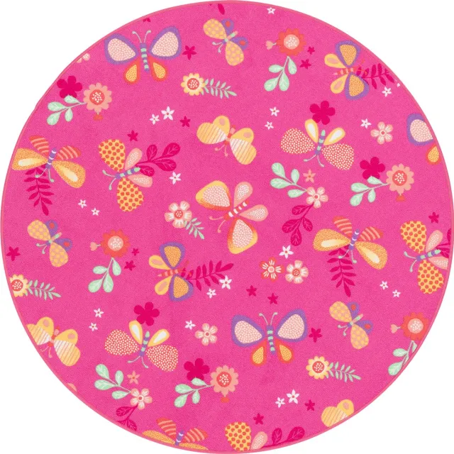 Snapstyle Vloerkleed Kinderen spelen Vlinder rond Roze