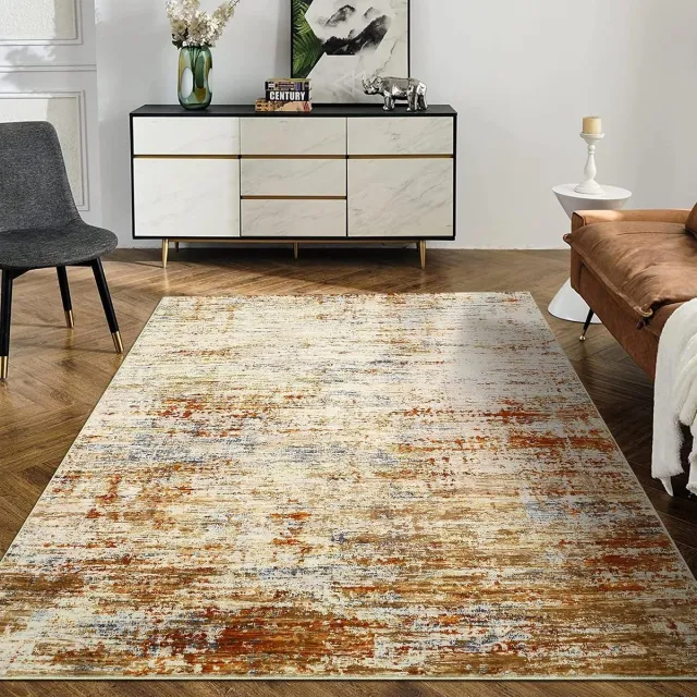 Triumpunpre Vloerkleed Abstract Oranje 120x170 cm Fluweel Pearl Velvet TPR Opvouwbaar