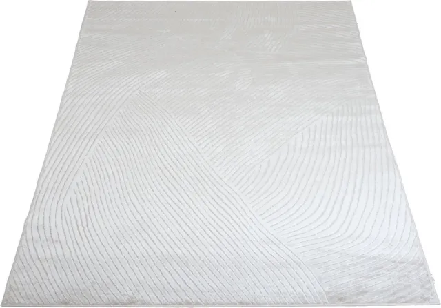 Veer Carpets Vloerkleed Highlands Ivory 169 - 160 x 230 cm - Luxe Viscose Design Vloerkleed met Grafisch Golfpatroon