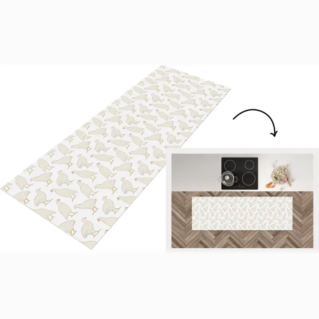 KitchenYeah Keukenloper - Loper keuken - Vogel - Kippen - Patronen - 180x60 cm - Keukenloper vinyl Multicolor