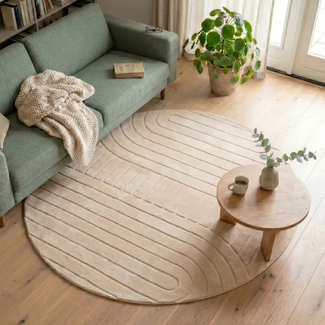 Fraai Rond Scandinavisch vloerkleed - Charm Arches Beige - Ø 160cm