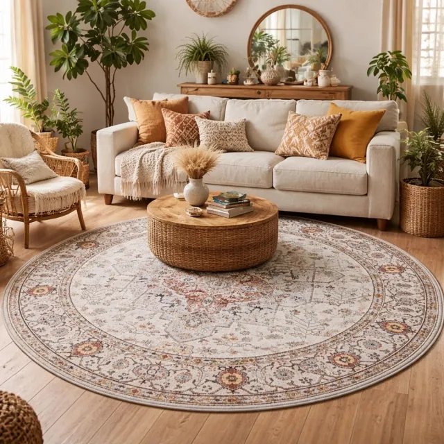 Lavandoux Vloerkleed - Vintage - Tabriz - Beige - Rond - Ø160 cm