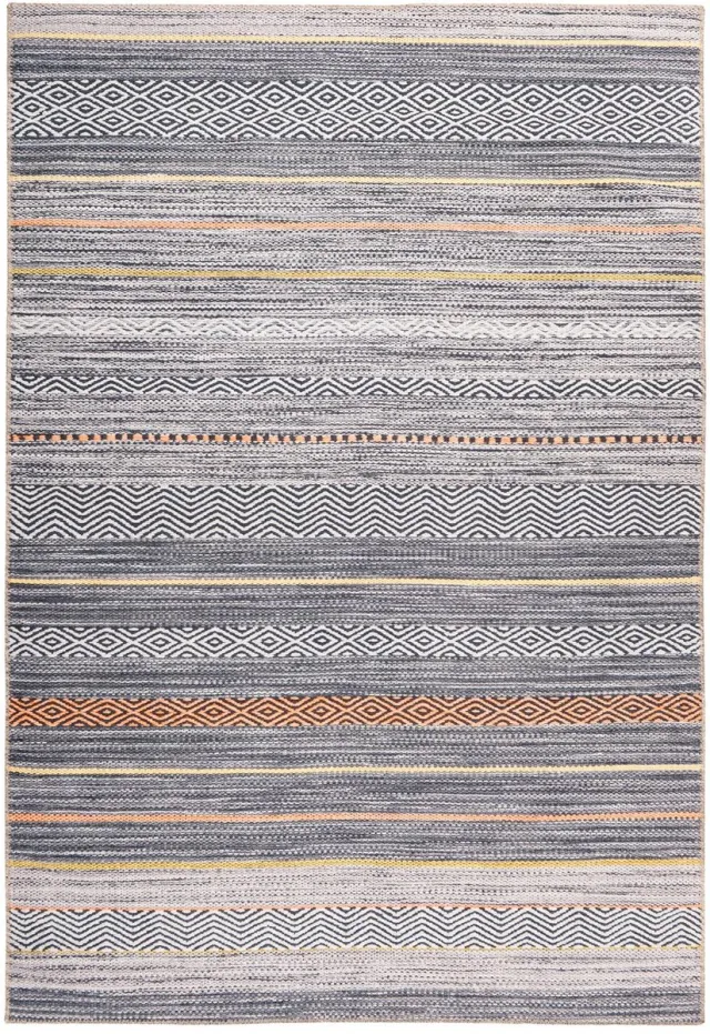 Padiro stijlvol laagpolig vloerkleed - lichtbeige - boho-streeppatroon - voor vloerverwarming - van polyester en katoen
