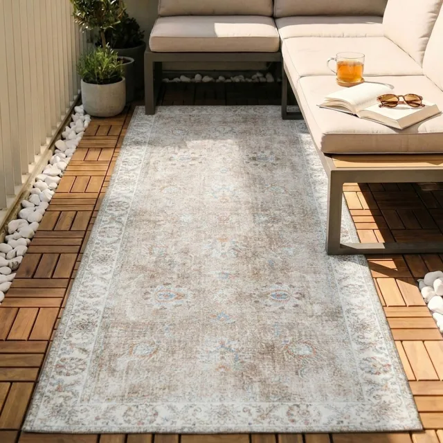 Fraai Wasbare loper - Domingo Oriental Beige - 80x350cm Crème