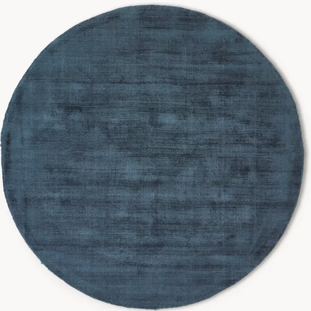 Westwing Collection Rond viscose vloerkleed Jane, handgeweven Blauw