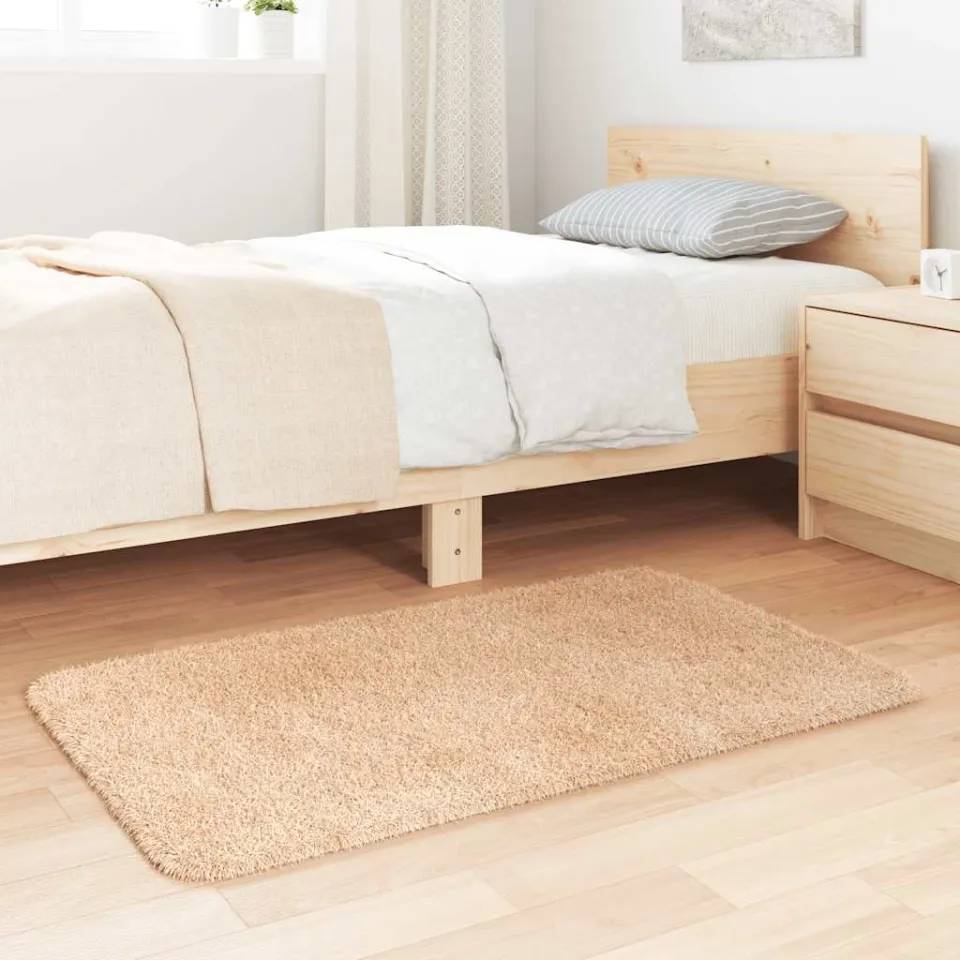 vidaXL Hoogpolig vloerkleed NAVARRA 60x100 cm polyester beige, foto 2