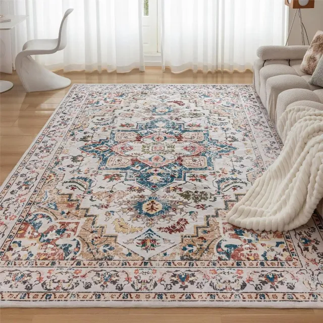 Unyqoos ® Zacht en Wasbaar Vintage Laagpolig Tapijt voor Woonkamer en Slaapkamer - Antislip en Geluidsisolerend, 80 x 150 cm Kleurjik