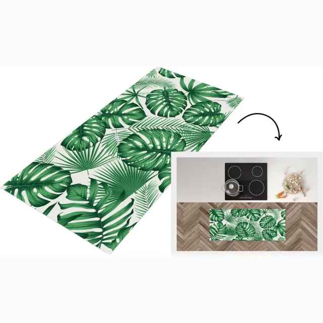 KitchenYeah Keukenloper - Loper keuken - Tropisch - Jungle - Bladeren - Keukenloper vinyl Multicolor