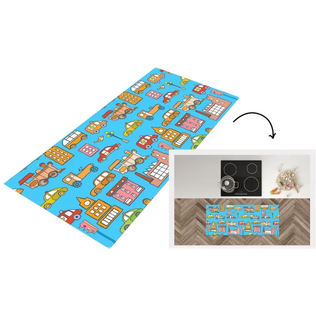 KitchenYeah Keukenloper - Loper keuken - Patronen - Auto - Huis - Keukenloper vinyl multicolor, foto 2