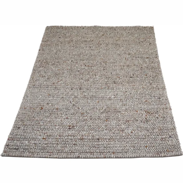Veer Carpets Vloerkleed Nieuw Zeeland Beige - Wollen Design Vloerkleed met Stone Structuur in Scandinavische / Japandi Stijl