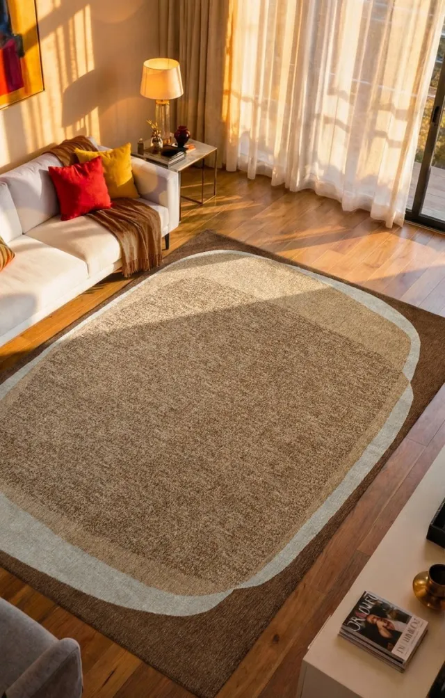 Louis de Poortere Wasbaar Binnen & Buiten Vloerkleed - 240 x 340 cm - Louis De Poortere Marble Oak - Laagpolig Tapijt - Gerecycled PET - Made in Belgium - Circulair Brown