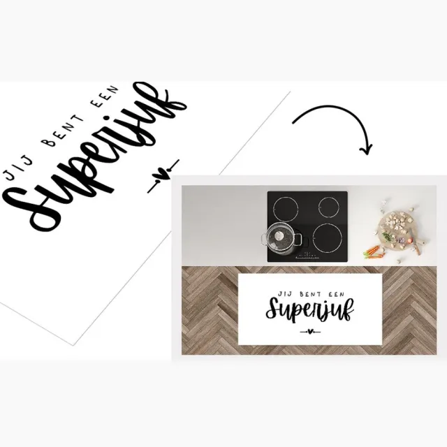 KitchenYeah Keukenloper - Loper keuken - Jij bent een superjuf - Spreuken - Quotes - Juf - 120x60 cm - Keukenloper vinyl Multicolor