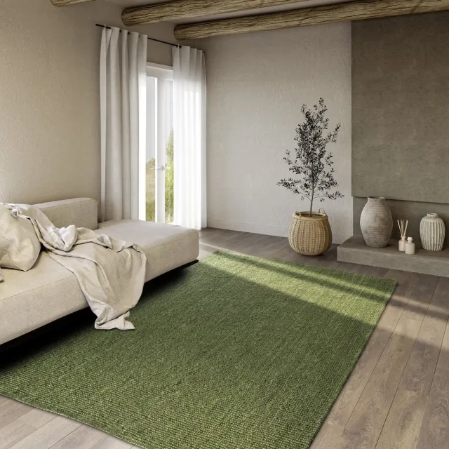 Villeroy & Boch Flycarpets Villeroy & Boch - Jute Vloerkleed - Rosalie - Jungle Groen - 80x200 cm Loper