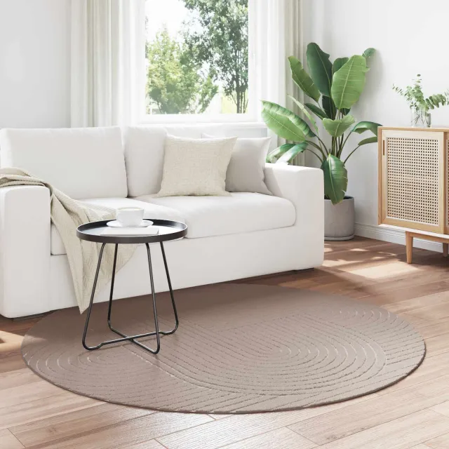 vidaXL Binnen- en buitentapijt PALMERAS Beige Ø 120 CM Polyester, foto 2