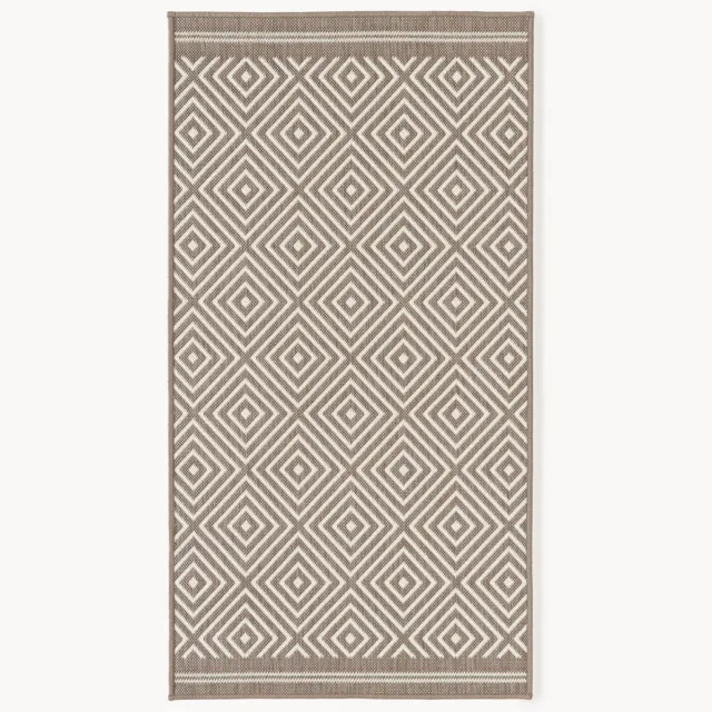 Westwing Collection Outdoor dubbelzijdig vloerkleed Reddy met ruitjesmotief Bruin
