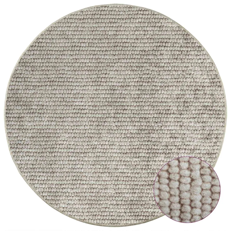 vidaXL Vloerkleed Beige Ø 120 cm 100% Polyester 3 mm Wasbaar