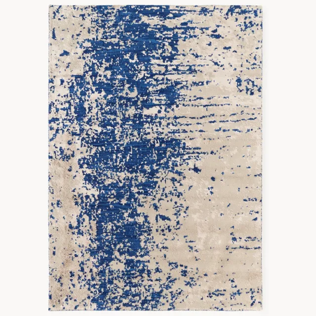 Westwing Collection Handgeweven wollen vloerkleed Cynthia met abstract patroon Blauw