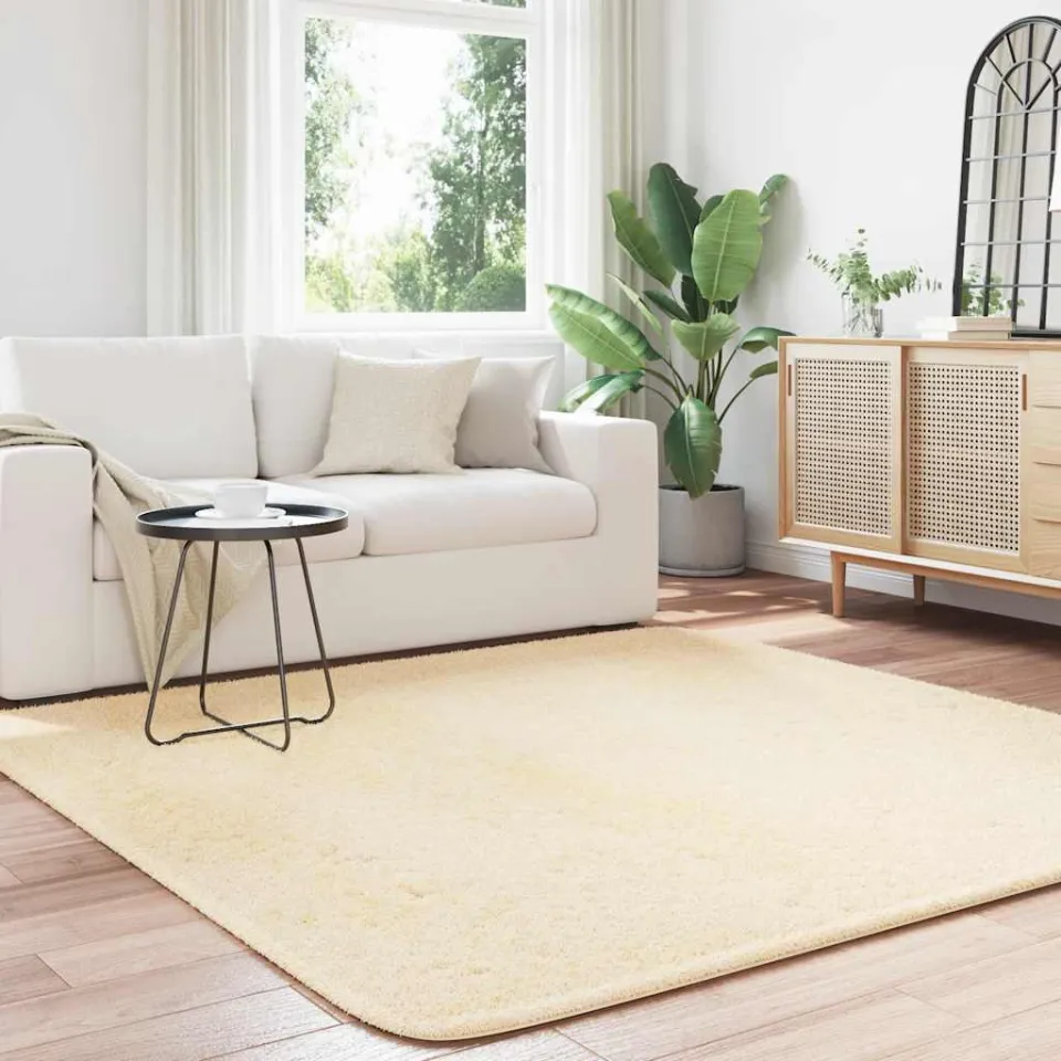 vidaXL Hoogpolig vloerkleed NAVARRA 200x200 cm polyester crèmekleurig, foto 2
