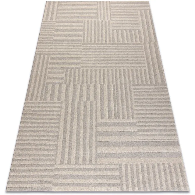 RUGSX Kleden Rugsx Wollen tapijt TEXTURA 488.10.LA111 OSTA - Lijnen, 80x150 cm Grijs