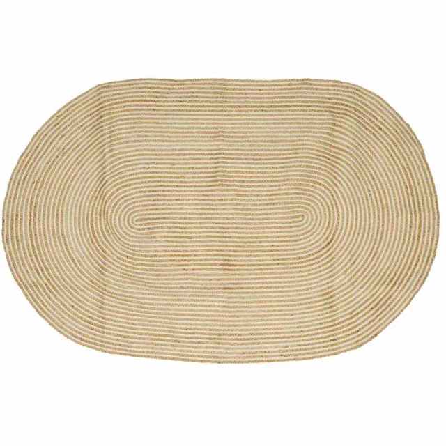 vidaXL Gebied Tapijt Natuurlijk en Wit 205 x 305 cm Jute Bruin