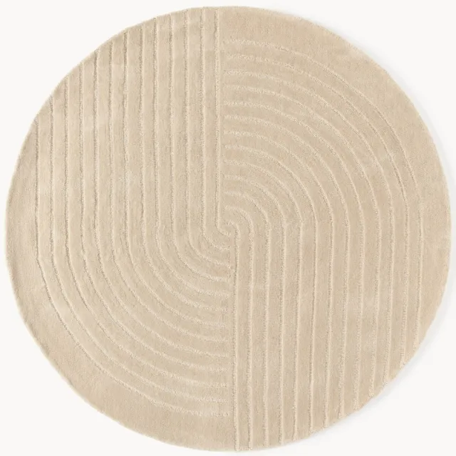 Westwing Collection Rond handgetuft wollen vloerkleed Mason Beige
