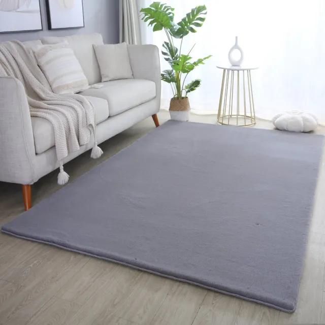 Muratap Pouffy Fluffy - Hoogpolig Vloerkleed - Uni Kleur - Grijs - Woonkamer Tapijt - Katoenen Rug- 80x250 CM