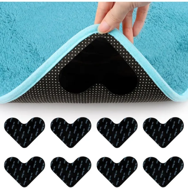 Excitat Zwarte tapijtstickers - herbruikbaar - wasbaar - antislip - krult niet - 8-pack