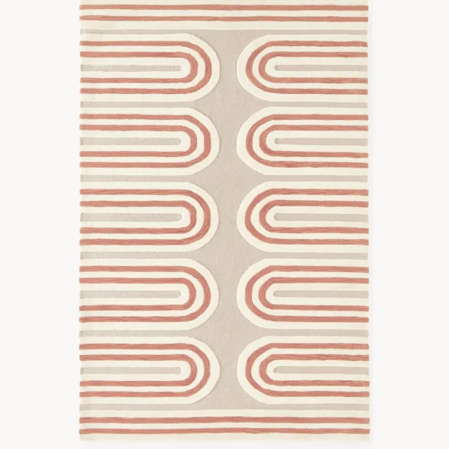 Westwing Collection Handgetuft wollen vloerkleed Arne Beige, Terracotta