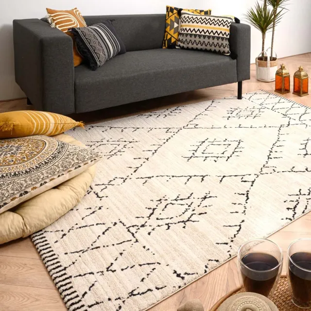 Boho&me Berber vloerkleed - Beni Ouarain Sufian crème/zwart 200x300