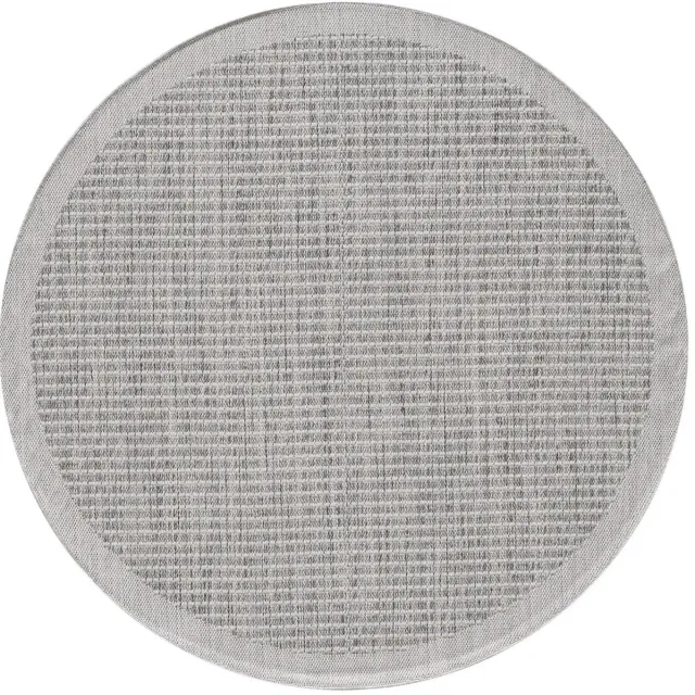 Dutch XXL Rond Buitenkleed | Giza | Kader | Grijs | 120x120 cm | Buitentapijt | Tuintapijt