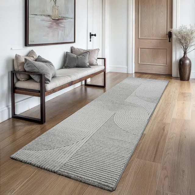 the carpet Everest - modern kortpolig vloerkleed met Panglao-design, hoog-laag 3D-effect, hoge pooldichtheid, zacht en comfortabel – voor woonkamer of slaapkamer, grijs, 80 x 300 cm