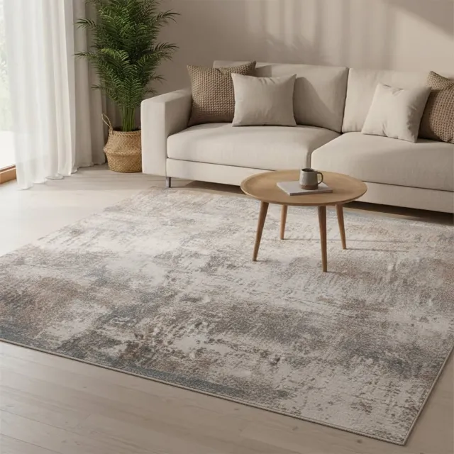 Fraai Wasbaar abstract vloerkleed - Misha Grunge Creme/Grijs - 140x200cm