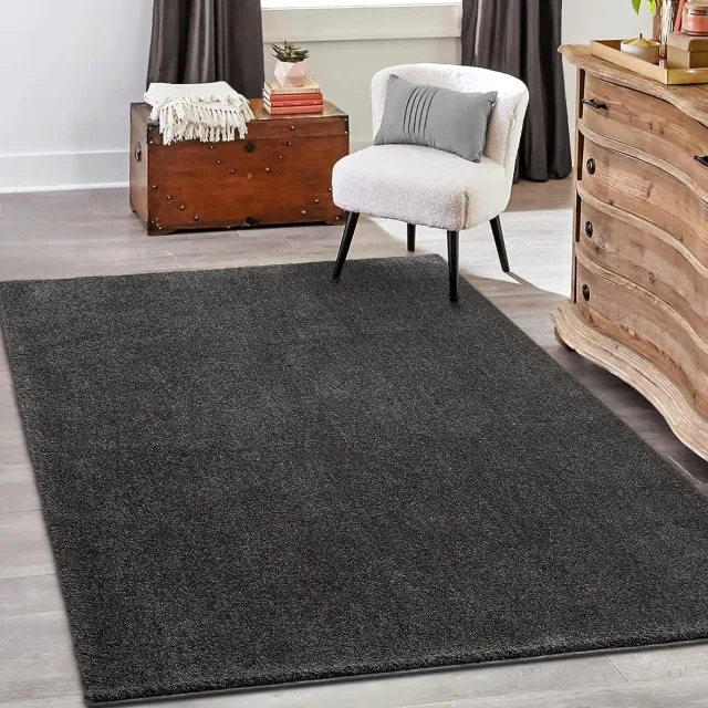 Grande the carpet Grande Modern Pluizig Kortpolig Woonkamerkleed, Superzacht aanvoelend, Elegant en Onderhoudsvriendelijk, 200x290 Antraciet