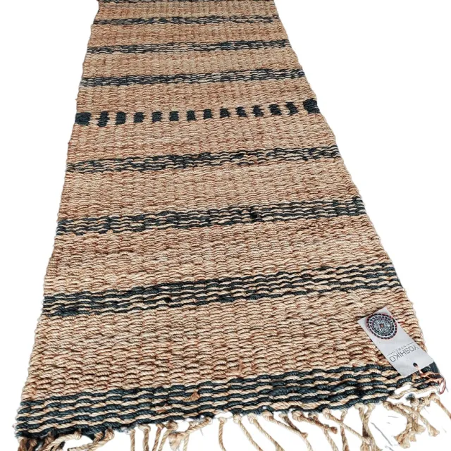 Yoshiko Home Scandinavisch Rangpur Handgemaakt Vloerkleed Naturel/Antraciet 90x200 cm